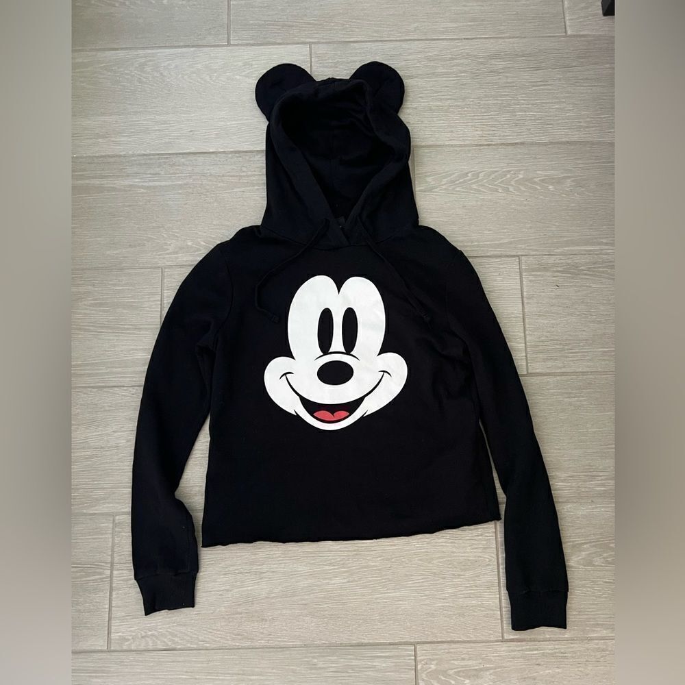 Disney Mickey Mouse Ears Black Drawstring Hoodie size M